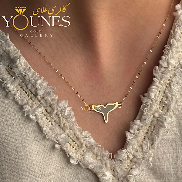 گردنبند میناکاری دم وال طوسی طلا